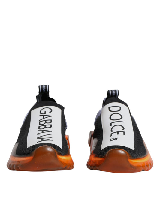 Dolce &amp; Gabbana Black Orange Sorrento Slip-On Sneakers
