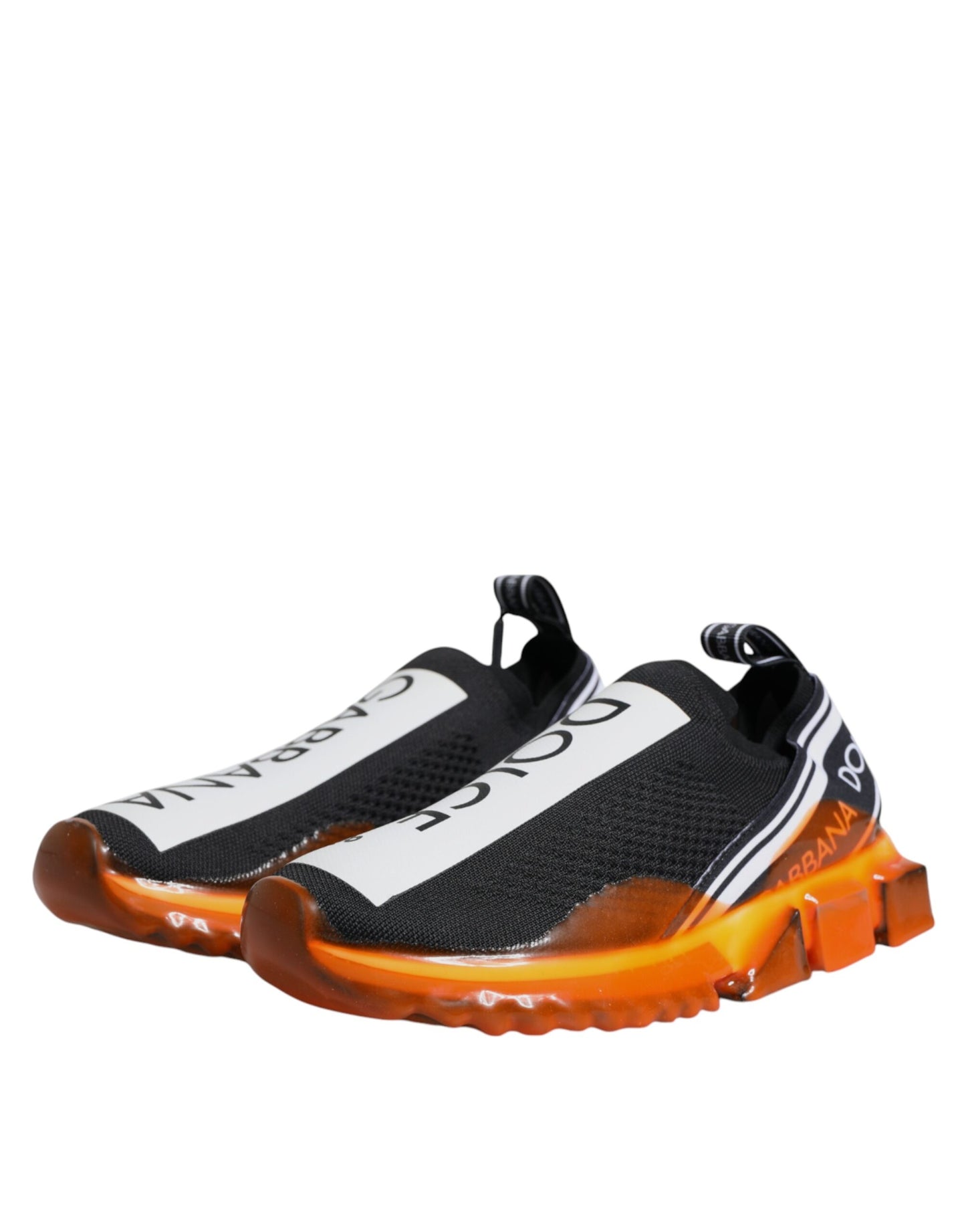 Dolce &amp; Gabbana Black Orange Sorrento Slip-On Sneakers