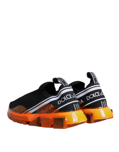 Dolce &amp; Gabbana Black Orange Sorrento Slip-On Sneakers