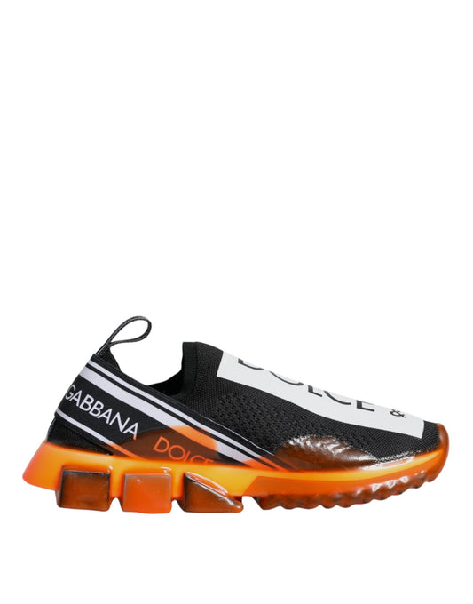 Dolce &amp; Gabbana Black Orange Sorrento Slip-On Sneakers