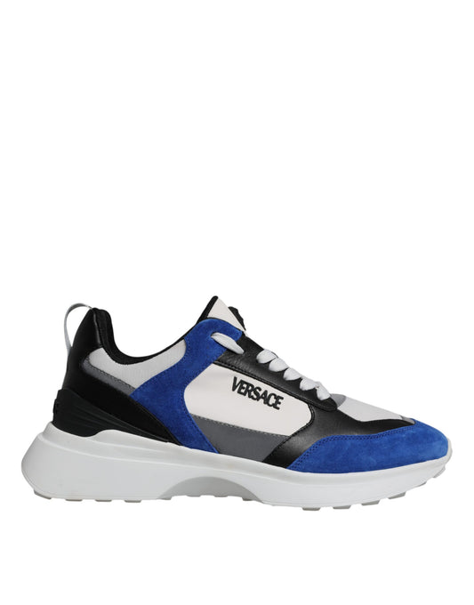 Versace Multicolor Canvas Quad Fabric Medusa Low Top Sneakers