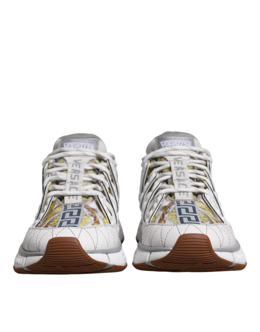 Versace White Trigreca Barocco Print Low Top Sneakers