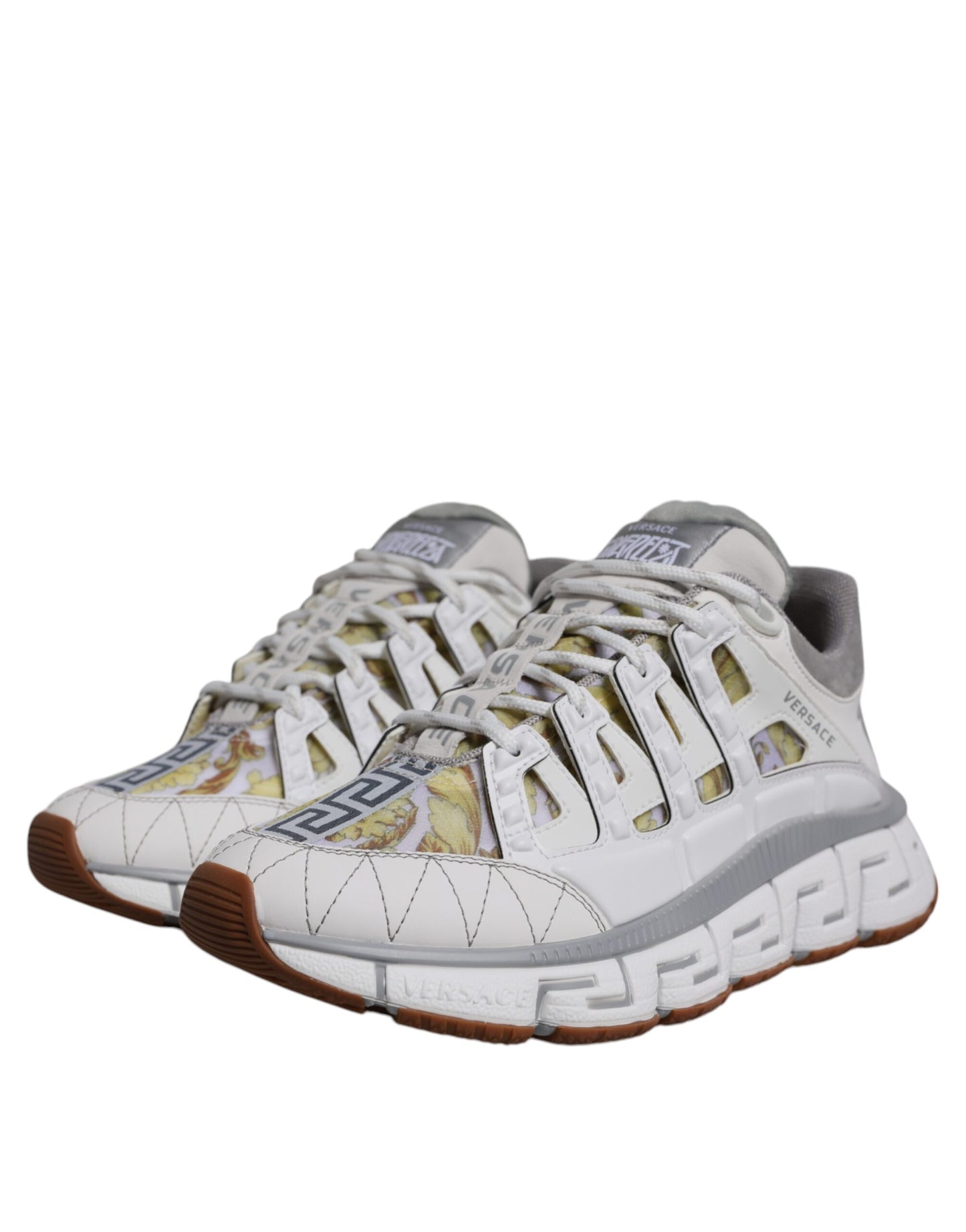 Versace White Trigreca Barocco Print Low Top Sneakers