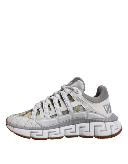 Versace White Trigreca Barocco Print Low Top Sneakers
