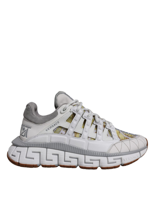 Versace White Trigreca Barocco Print Low Top Sneakers