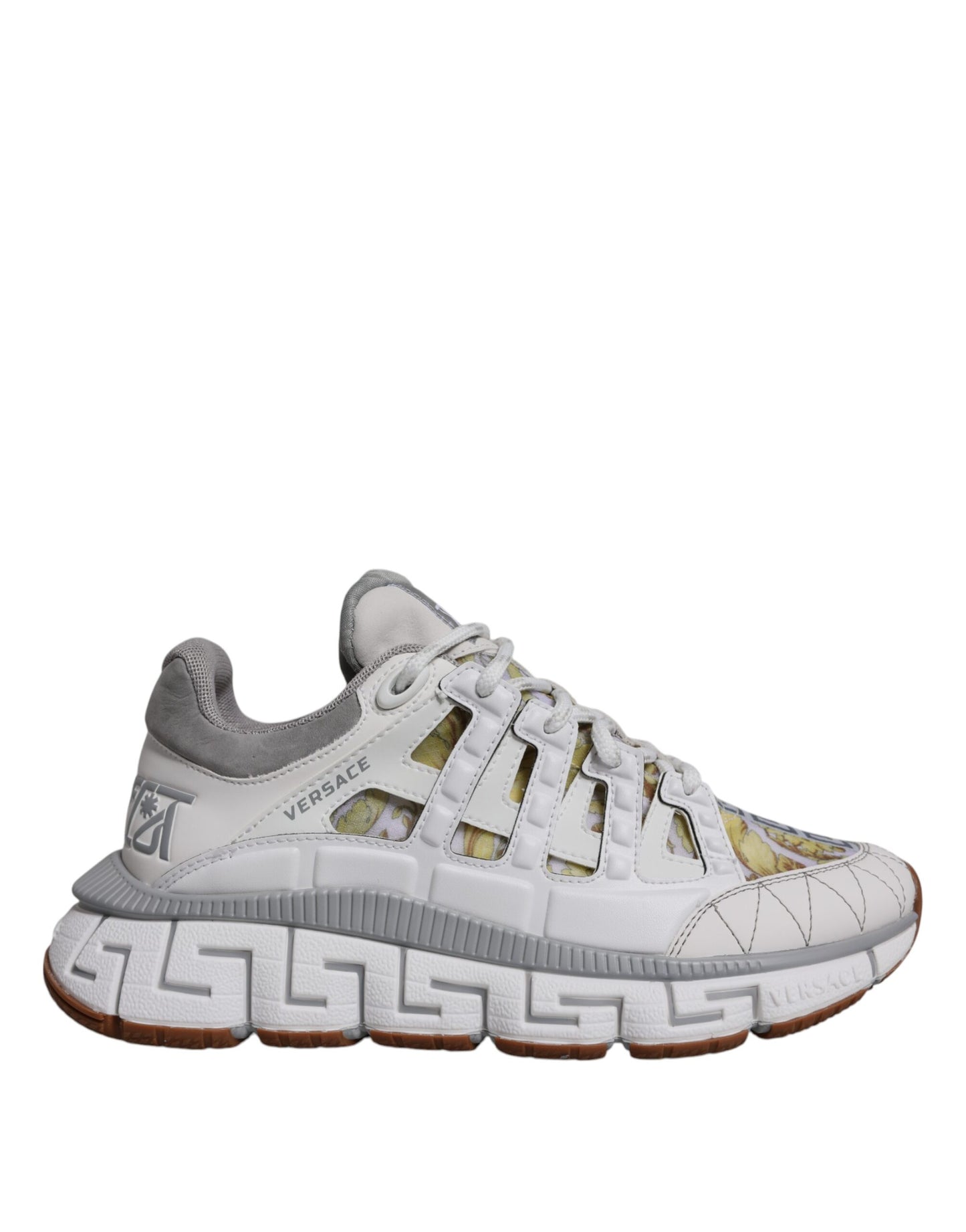 Versace White Trigreca Barocco Print Low Top Sneakers