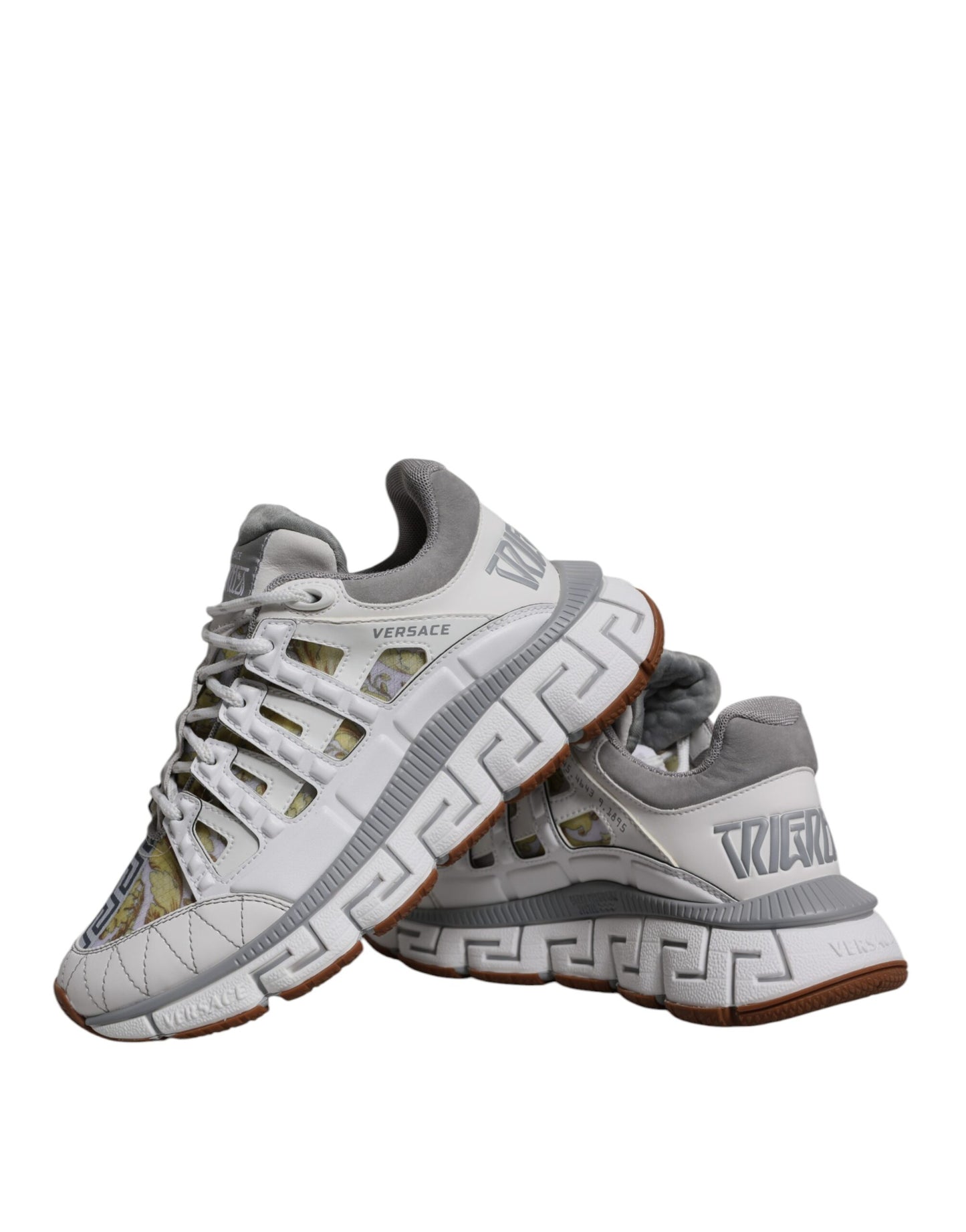 Versace White Trigreca Barocco Print Low Top Sneakers
