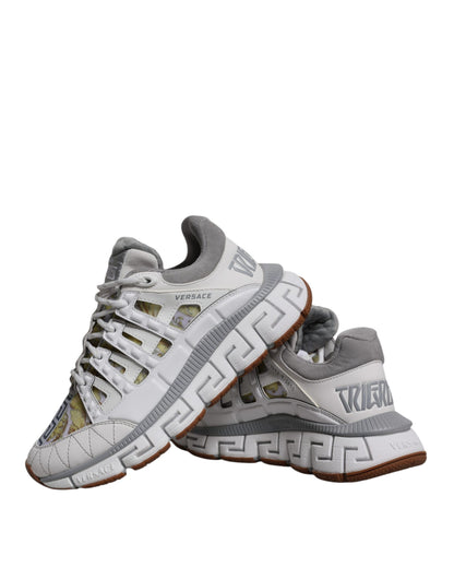 Versace White Trigreca Barocco Print Low Top Sneakers