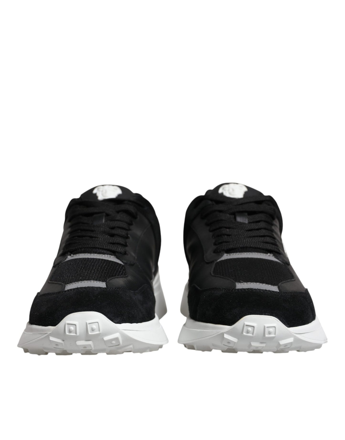 Versace Black Canvas Quad Fabric Medusa Low-Top Sneakers