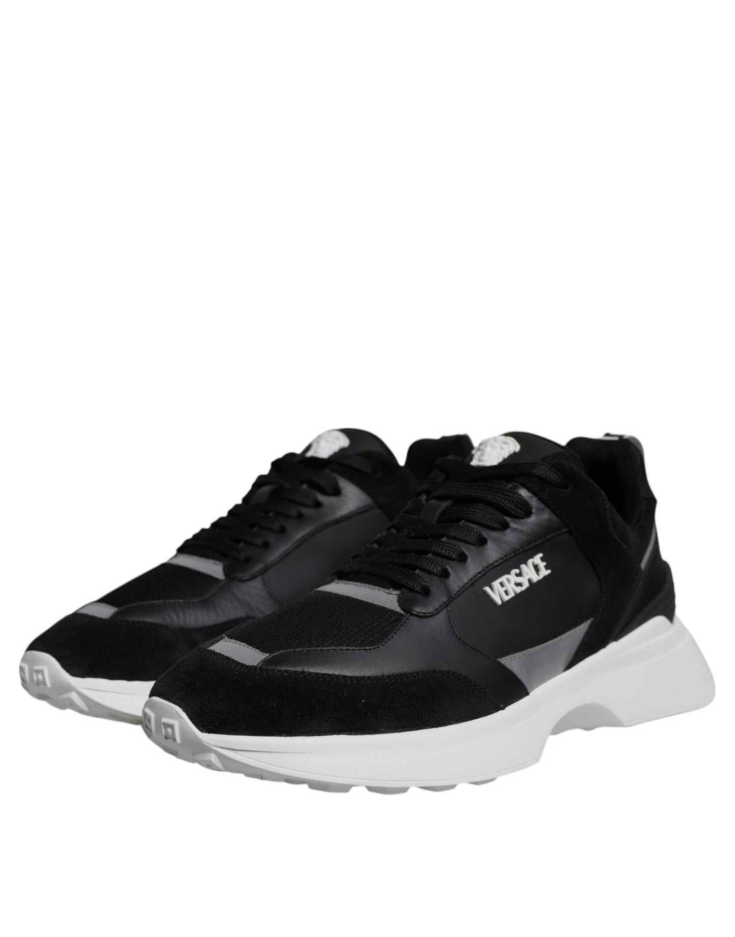 Versace Black Canvas Quad Fabric Medusa Low-Top Sneakers