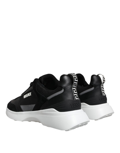 Versace Black Canvas Quad Fabric Medusa Low-Top Sneakers