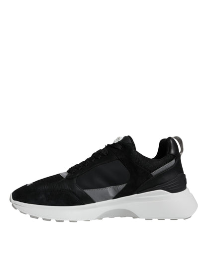 Versace Black Canvas Quad Fabric Medusa Low-Top Sneakers