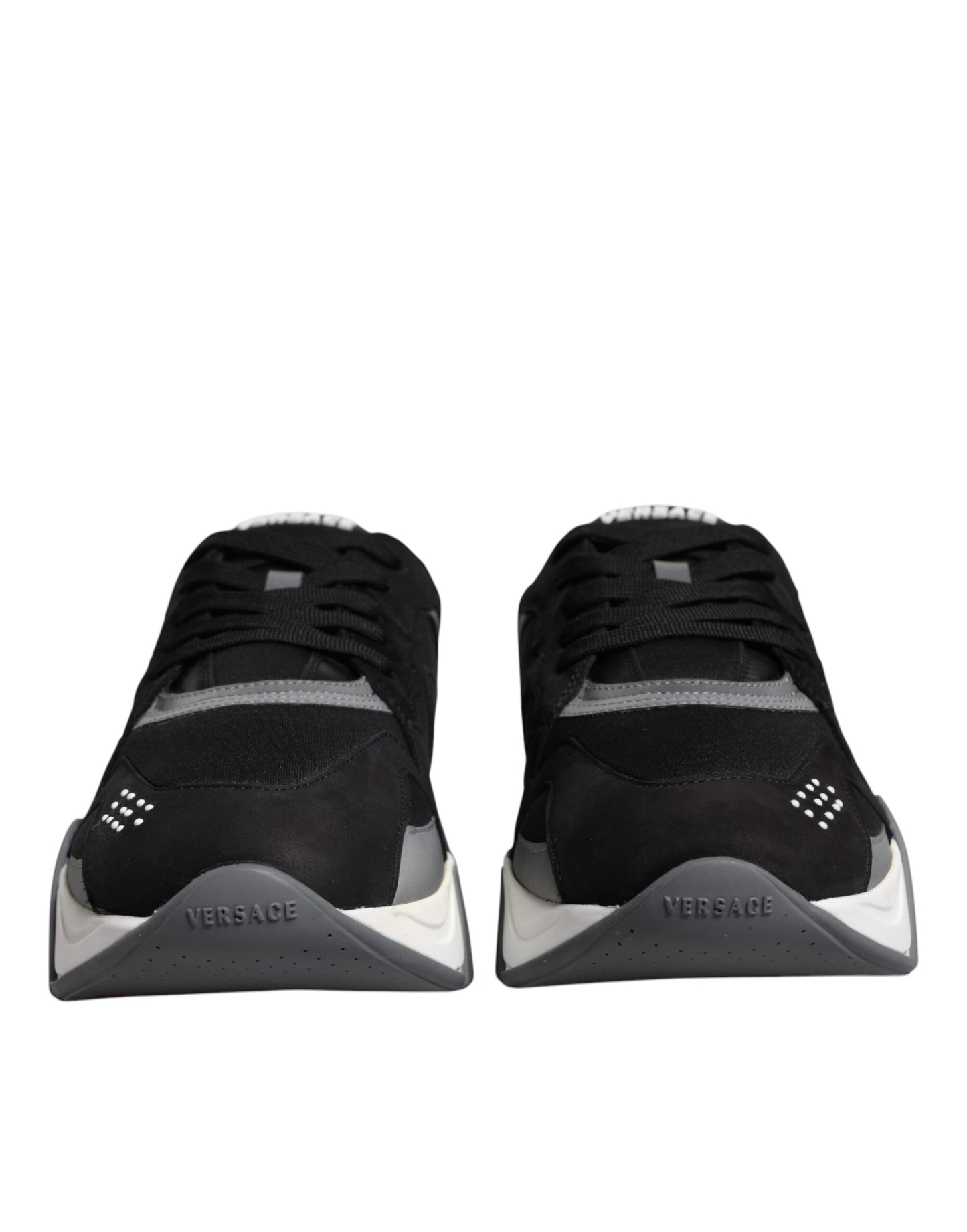 Versace Black Leather and Neoprene Chunky Low-Top Sneakers (Squalo)