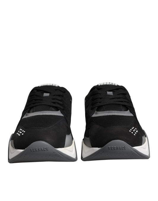 Versace Black Leather and Neoprene Chunky Low-Top Sneakers (Squalo)