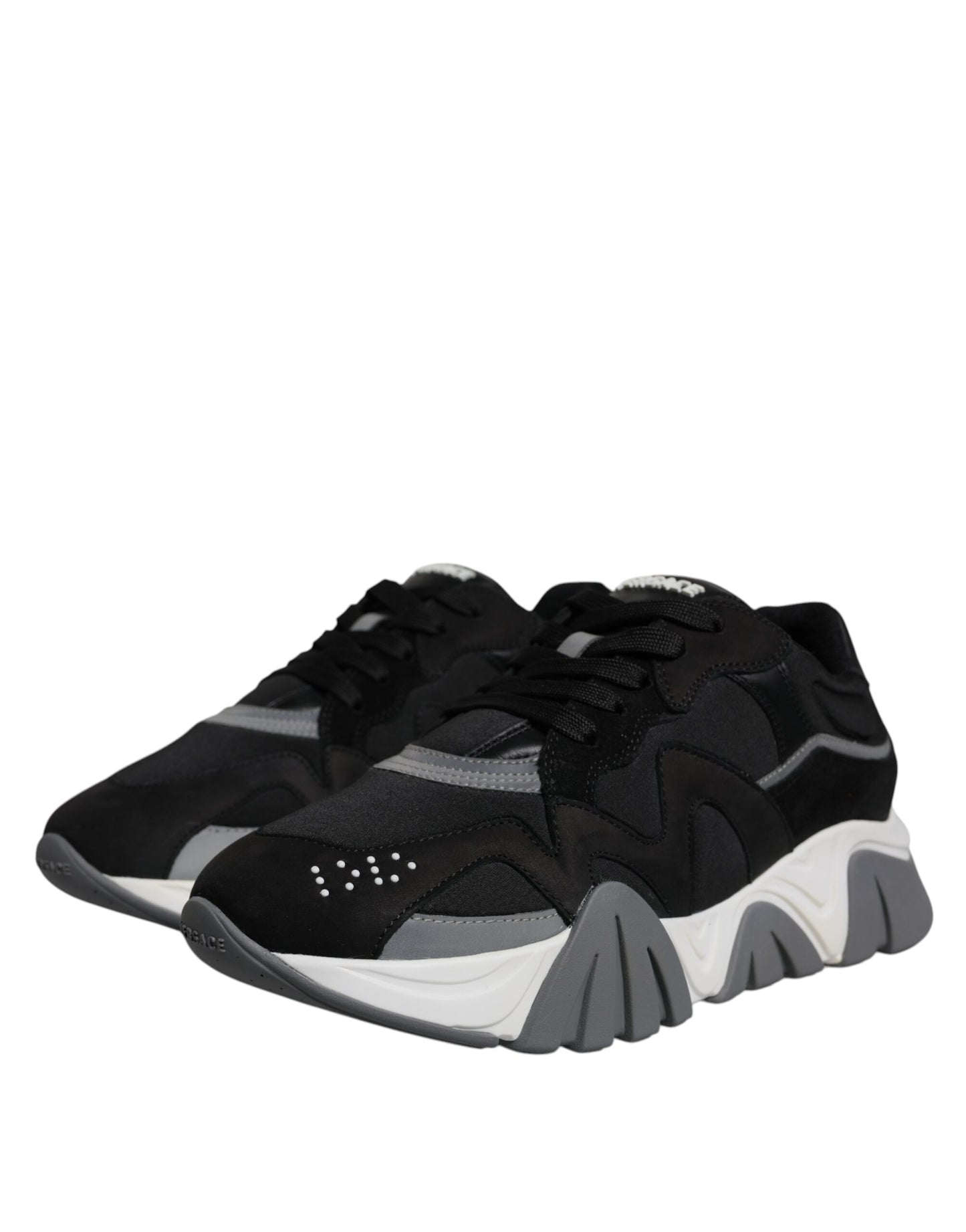 Versace Black Leather and Neoprene Chunky Low-Top Sneakers (Squalo)