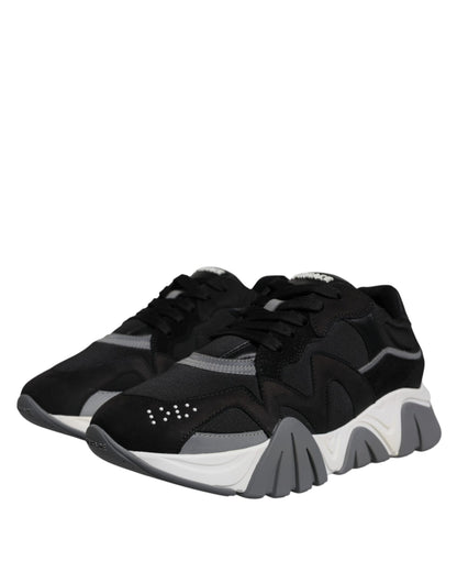 Versace Black Leather and Neoprene Chunky Low-Top Sneakers (Squalo)