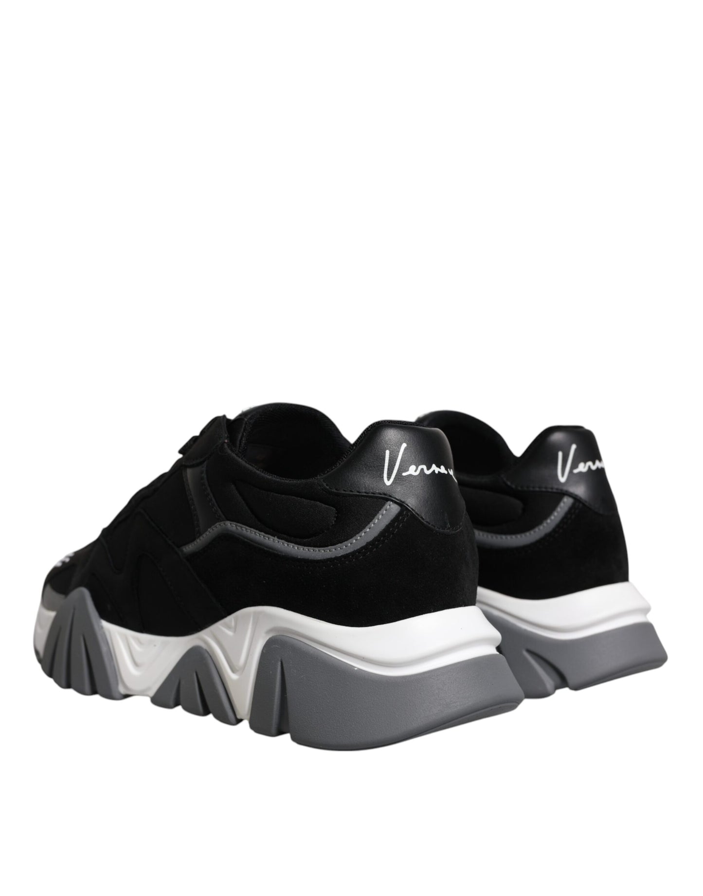 Versace Black Leather and Neoprene Chunky Low-Top Sneakers (Squalo)