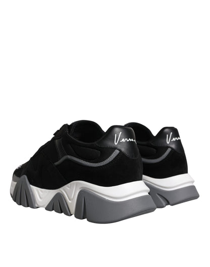 Versace Black Leather and Neoprene Chunky Low-Top Sneakers (Squalo)