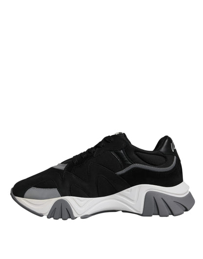 Versace Black Leather and Neoprene Chunky Low-Top Sneakers (Squalo)