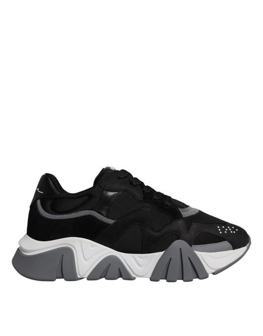 Versace Black Leather and Neoprene Chunky Low-Top Sneakers (Squalo)