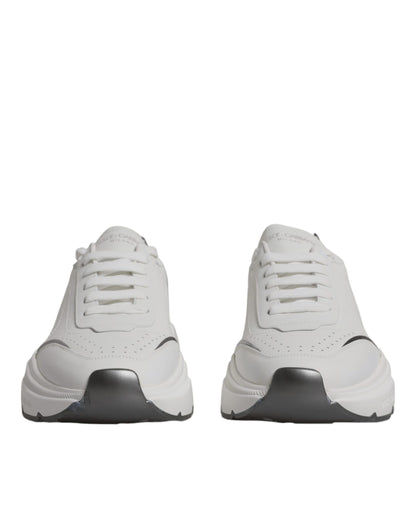 Dolce &amp; Gabbana White Silver DAYMASTER Leather Sneakers