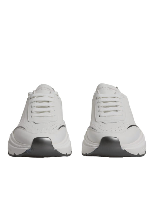 Dolce &amp; Gabbana White Silver DAYMASTER Leather Sneakers