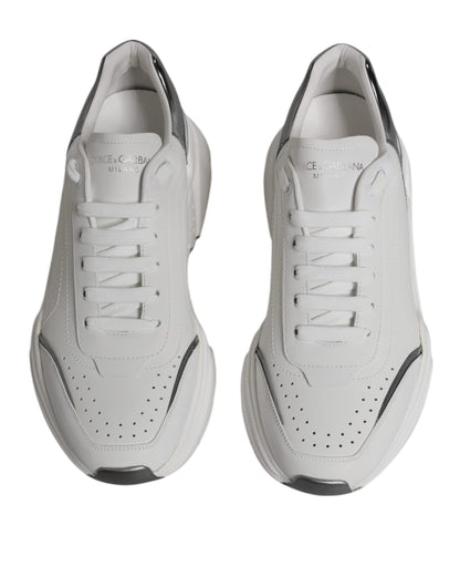 Dolce &amp; Gabbana White Silver DAYMASTER Leather Sneakers