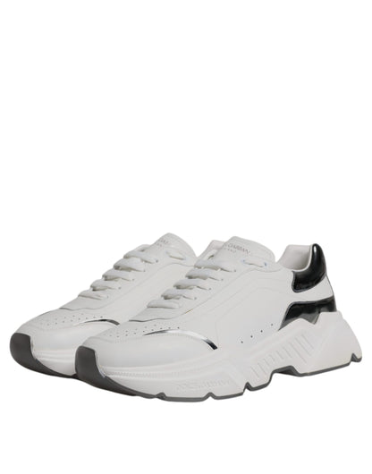 Dolce &amp; Gabbana White Silver DAYMASTER Leather Sneakers