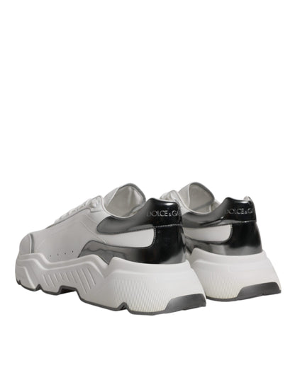 Dolce &amp; Gabbana White Silver DAYMASTER Leather Sneakers