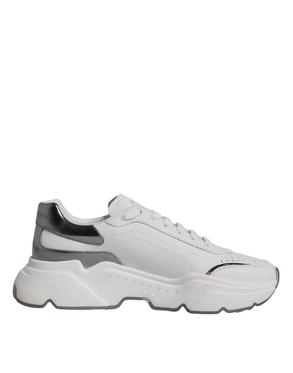 Dolce &amp; Gabbana White Silver DAYMASTER Leather Sneakers