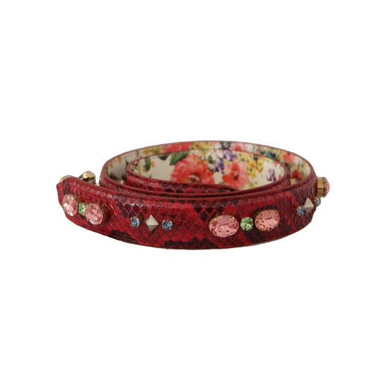 Red Exotic Leather Crystals Reversible Shoulder Strap