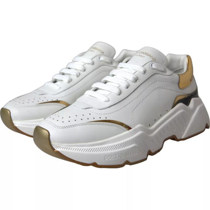 Dolce &amp; Gabbana White Gold DAYMASTER Leather Sneakers Men's Shoes
