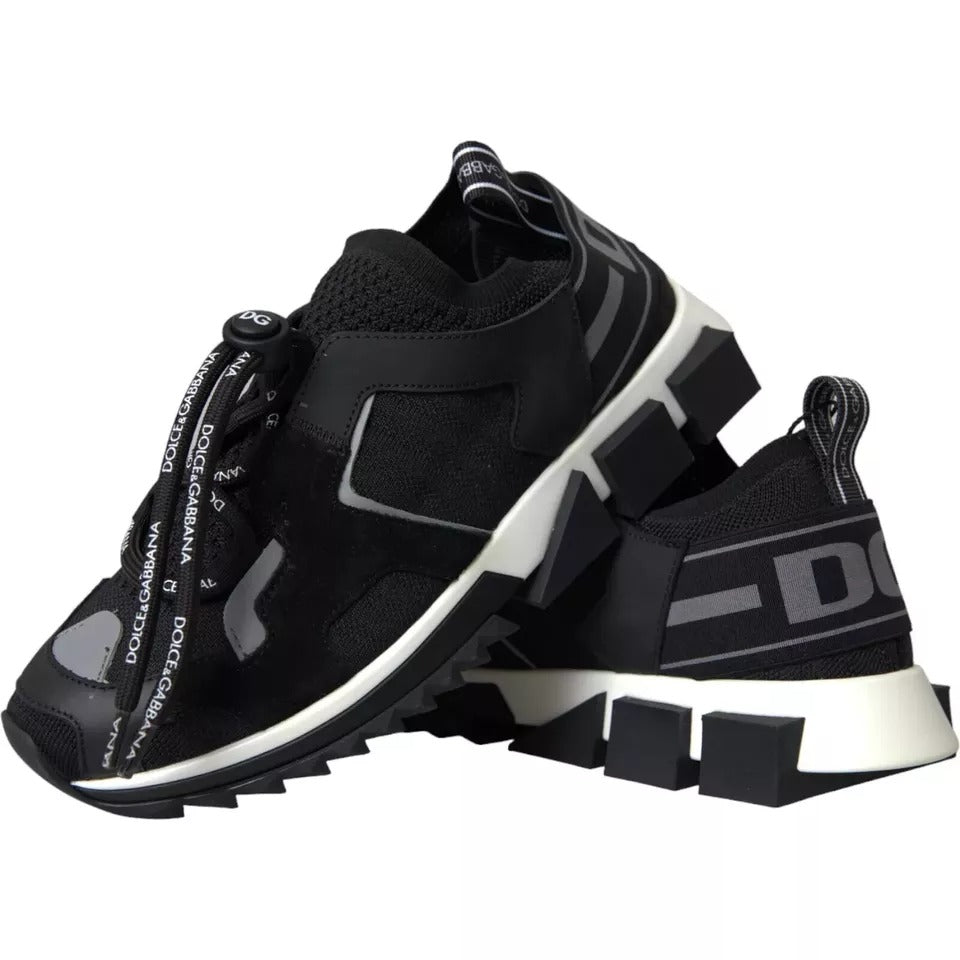 Dolce &amp; Gabbana Black and White Logo Sorrento Men's Sneakers