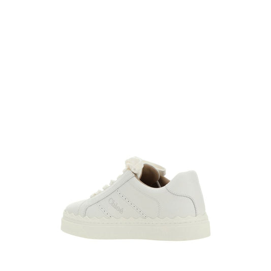 Calfskin Low-Top Sneakers with Perforated Detailing - White