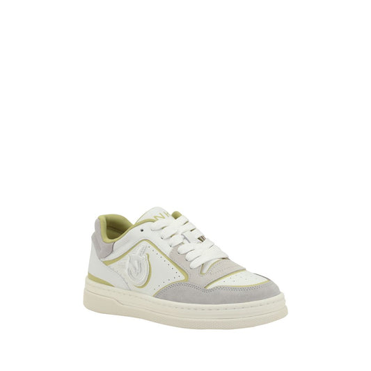 Leather Sneakers with Perforated Design - Women's Lace-Up Athletic Shoes