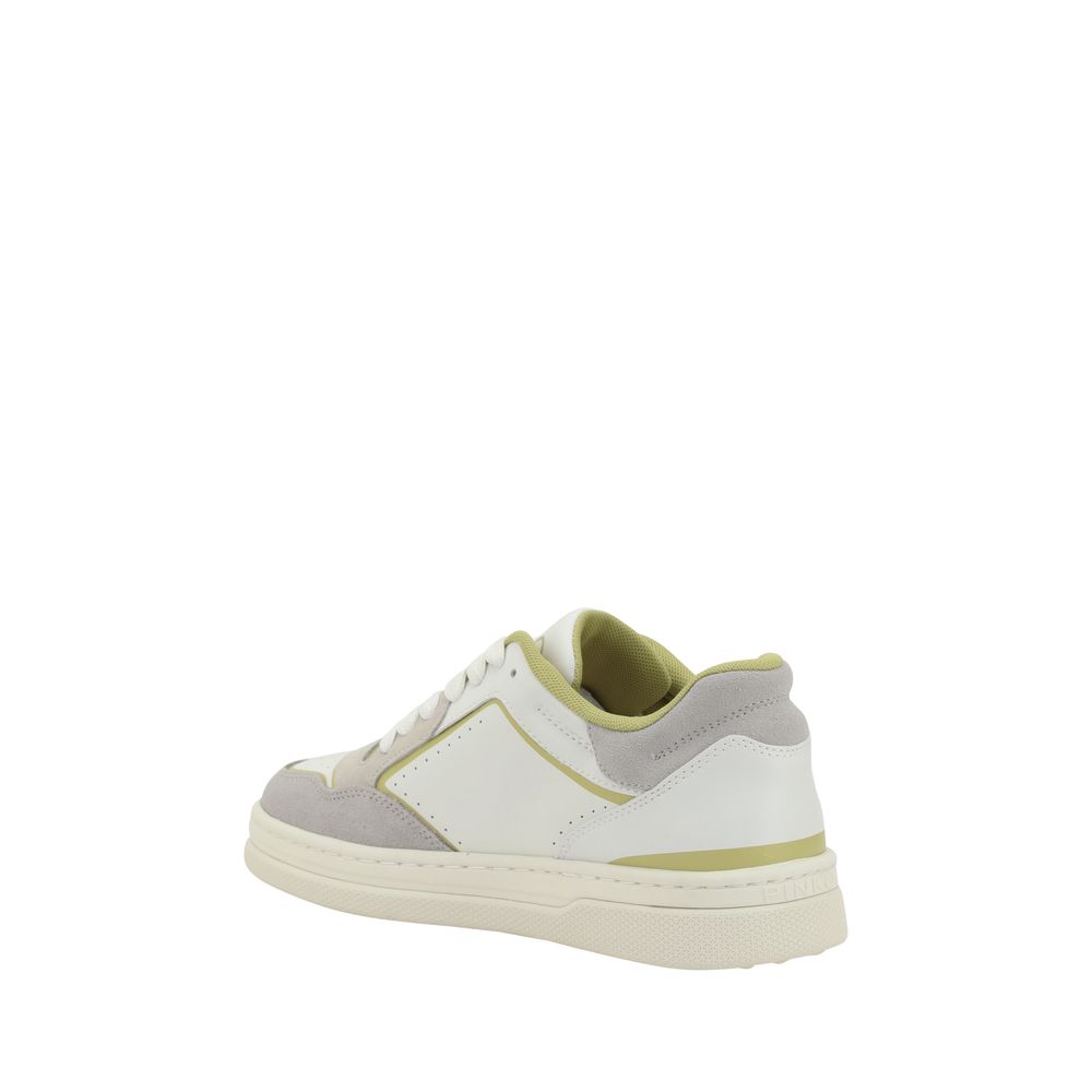 Leather Sneakers with Perforated Design - Women's Lace-Up Athletic Shoes