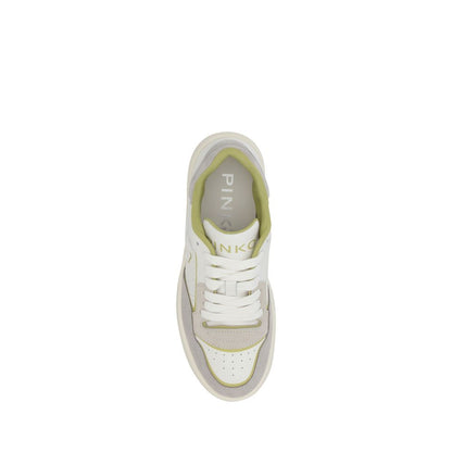 Leather Sneakers with Perforated Design - Women's Lace-Up Athletic Shoes