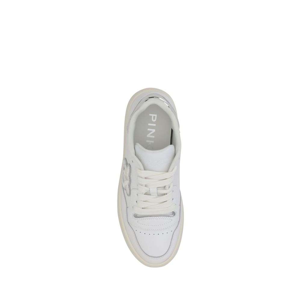 Leather Sneakers - White Perforated Low-Top with Paneled Design