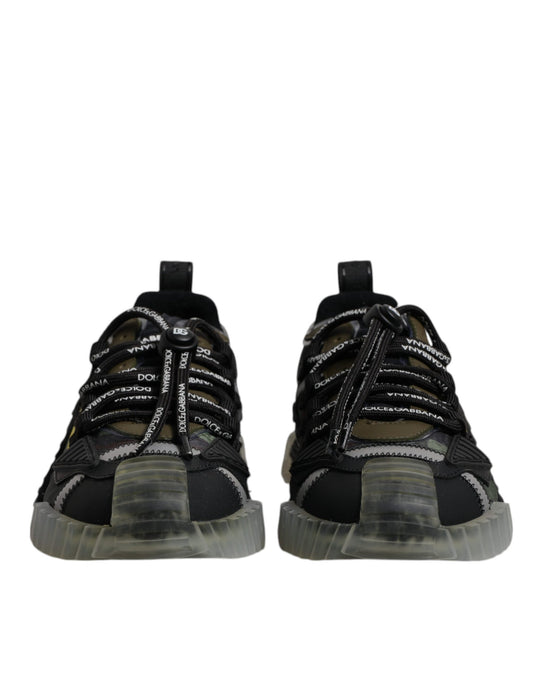 Dolce &amp; Gabbana Black Green Camo NS1 Low-Top Sneakers