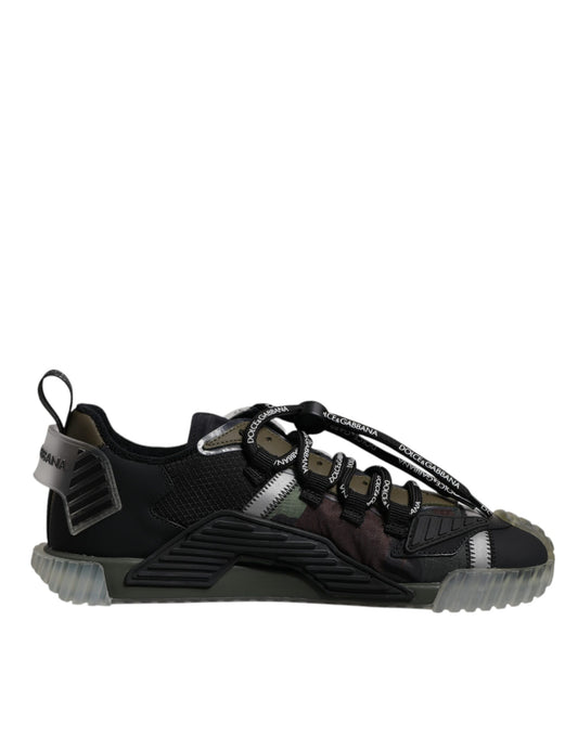 Dolce &amp; Gabbana Black Green Camo NS1 Low-Top Sneakers