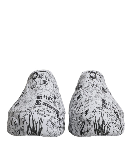 Dolce &amp; Gabbana White and Black Graffiti Daymaster Sneakers