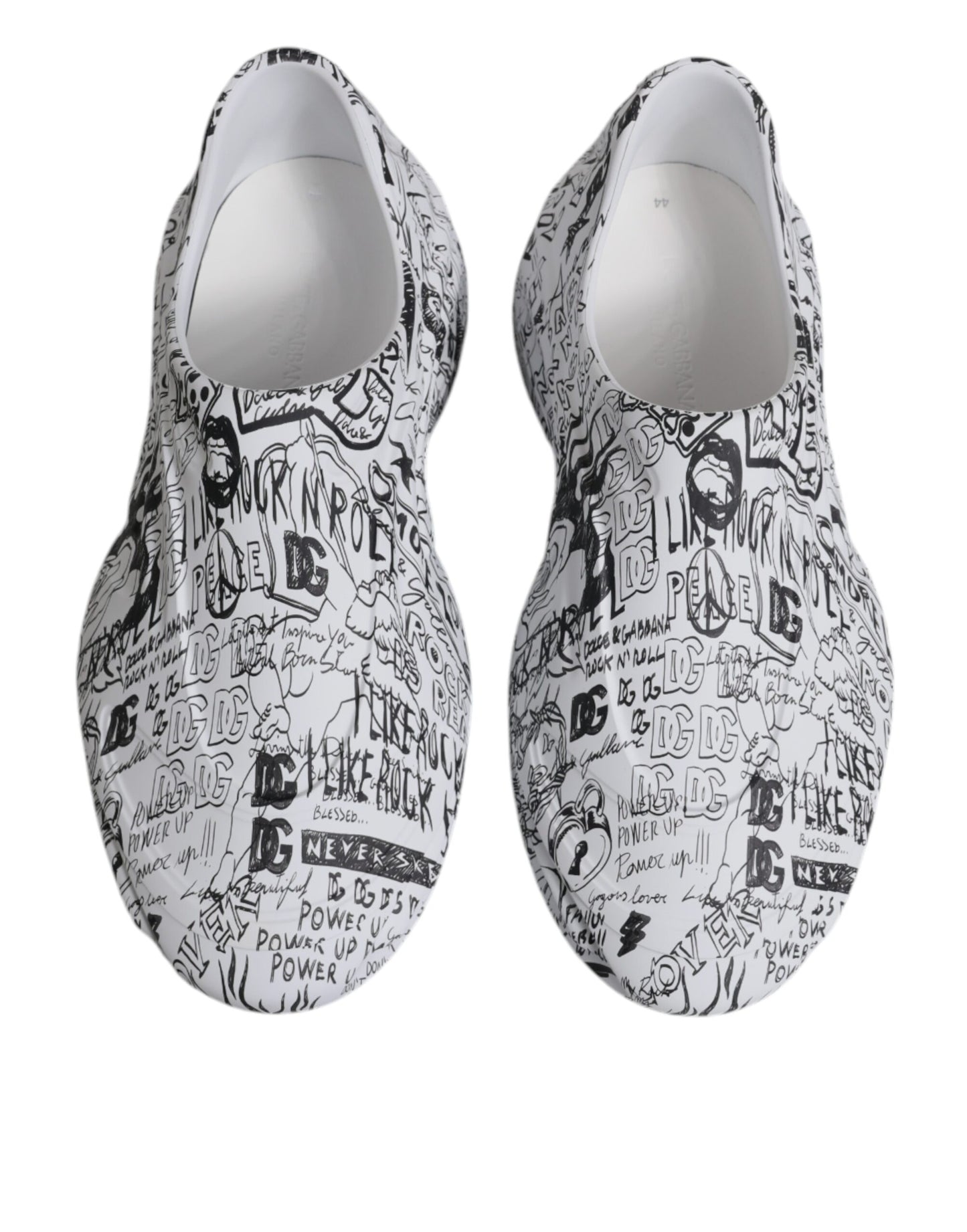 Dolce &amp; Gabbana White and Black Graffiti Daymaster Sneakers