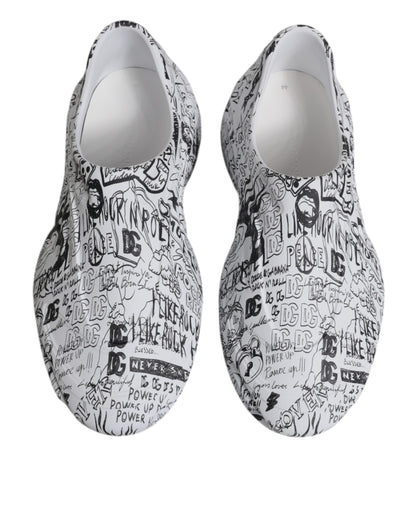 Dolce &amp; Gabbana White and Black Graffiti Daymaster Sneakers