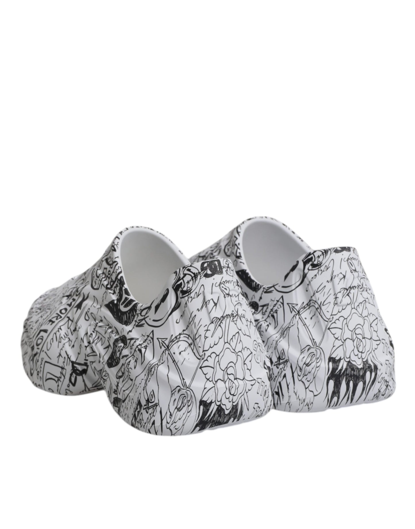 Dolce &amp; Gabbana White and Black Graffiti Daymaster Sneakers