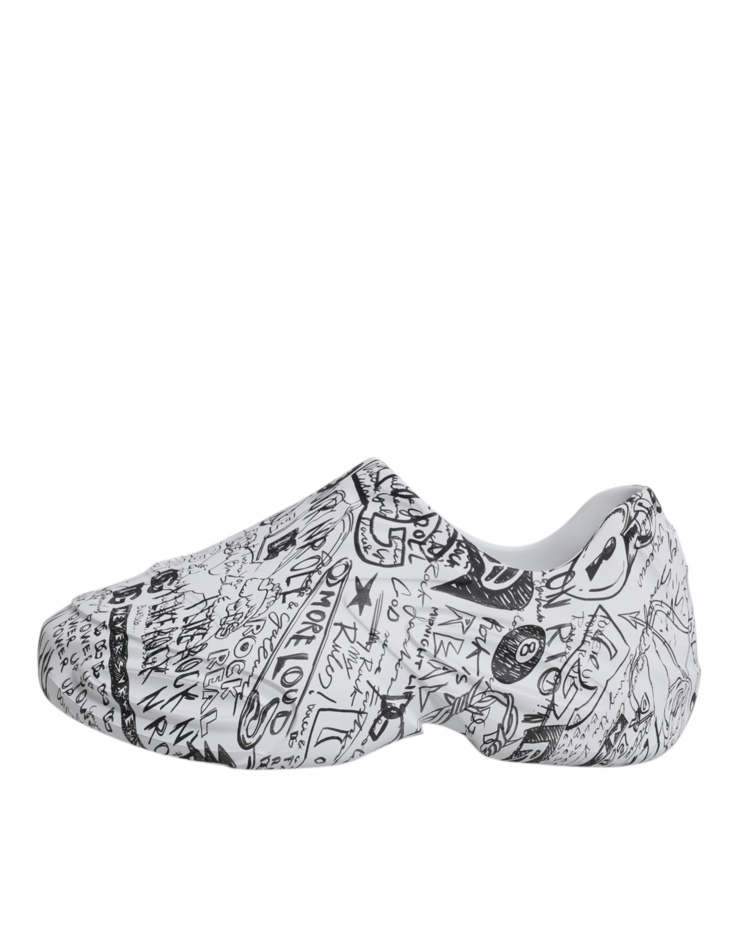 Dolce &amp; Gabbana White and Black Graffiti Daymaster Sneakers