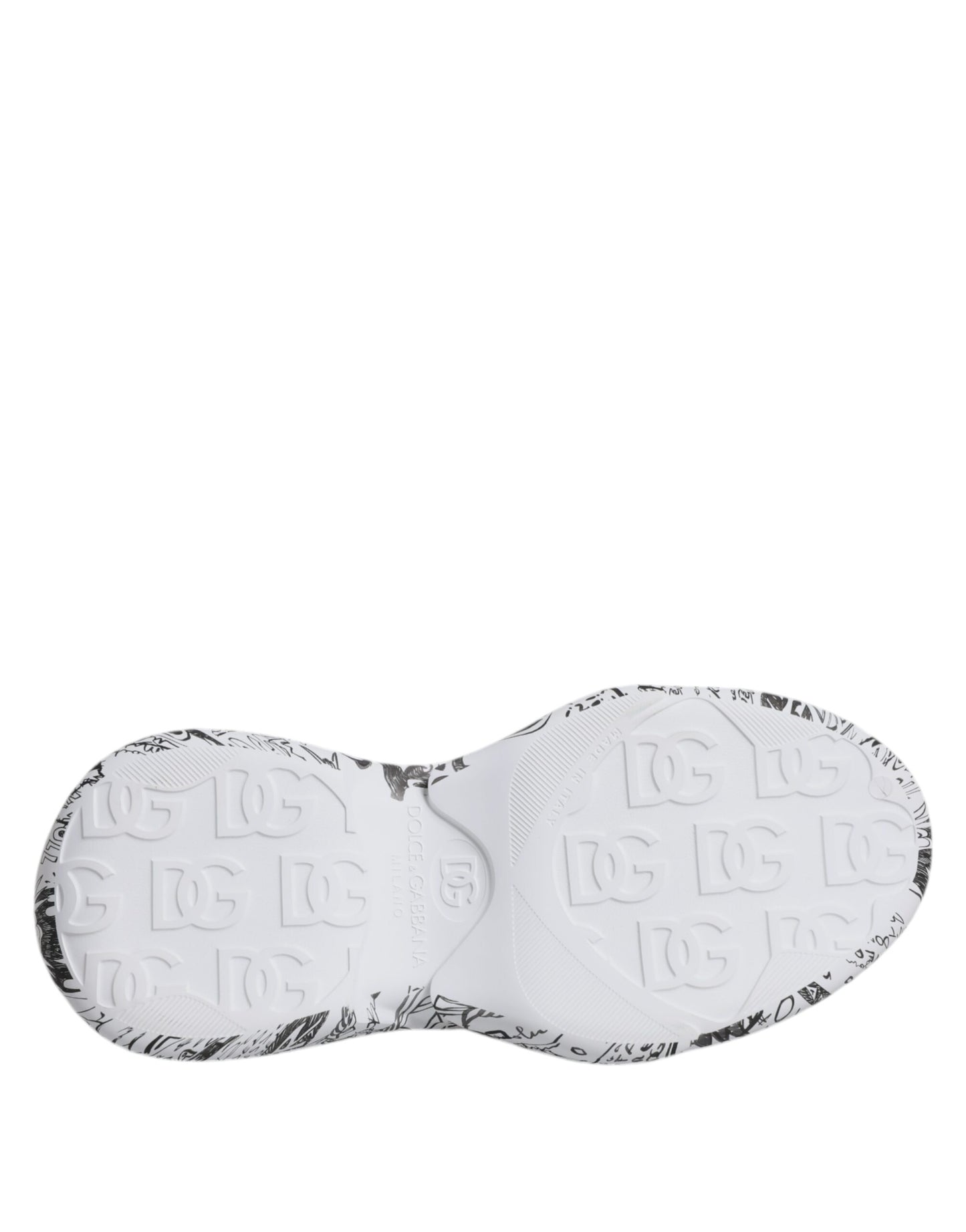 Dolce &amp; Gabbana White and Black Graffiti Daymaster Sneakers