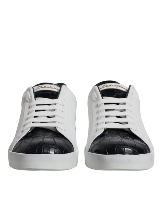 Dolce &amp; Gabbana White and Black Leather Portofino Sneakers