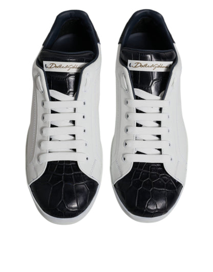 Dolce &amp; Gabbana White and Black Leather Portofino Sneakers