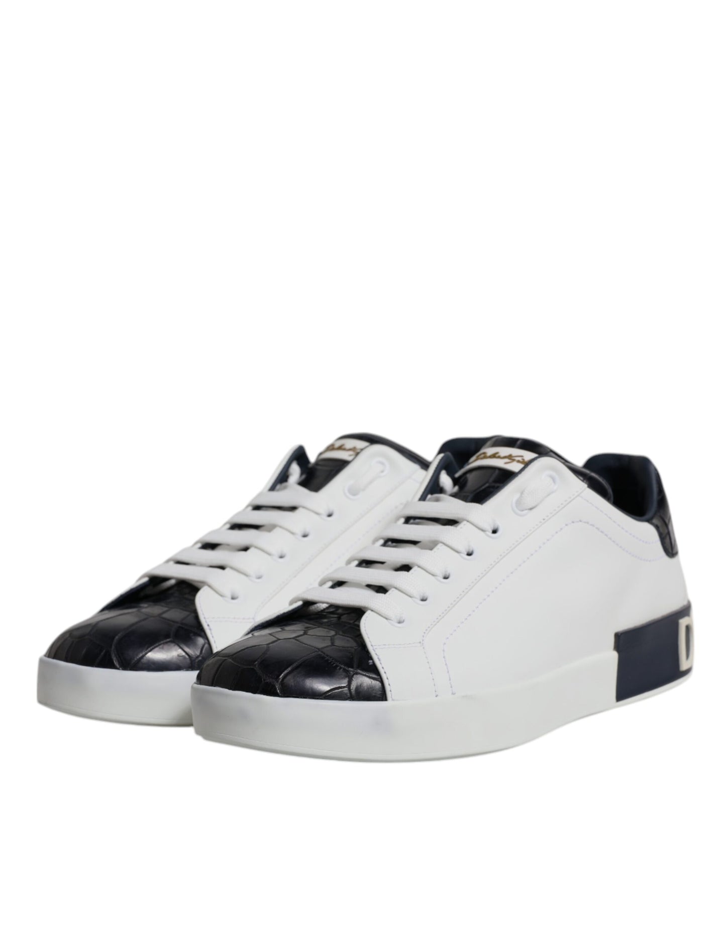Dolce &amp; Gabbana White and Black Leather Portofino Sneakers