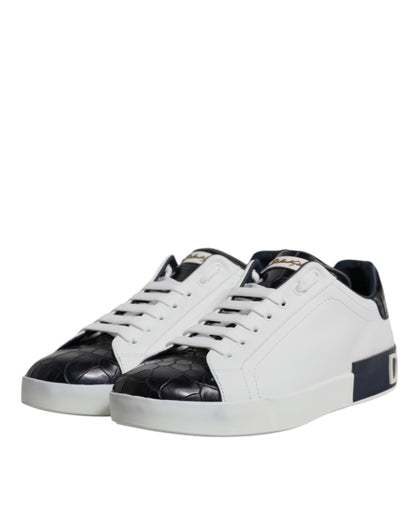Dolce &amp; Gabbana White and Black Leather Portofino Sneakers